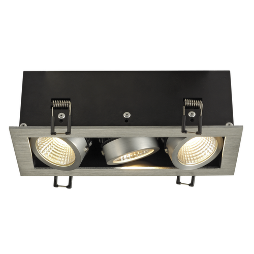 Marbel 115726 SLV KADUX 3 LED светильник встраиваемый 21Вт с БП и LED 3000К, 1920лм, 3х 38°, матир. алюмини