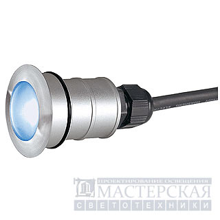 Marbel 228337 SLV POWER TRAIL-LITE ROUND светильник встраив. IP67 c синим LED 1Вт, сталь/стекло матовое